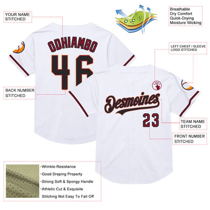 Custom White Black Crimson-Cream Mesh Authentic Throwback Baseball Jersey - Sky-Custom