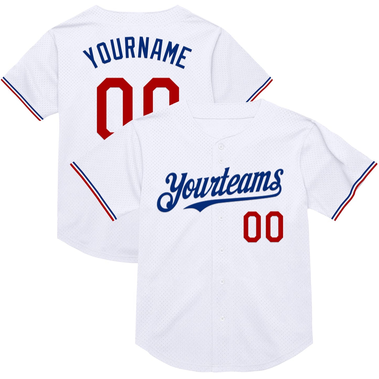 Custom White Red-Royal Mesh Authentic Throwback Baseball Jersey - Sky-Custom