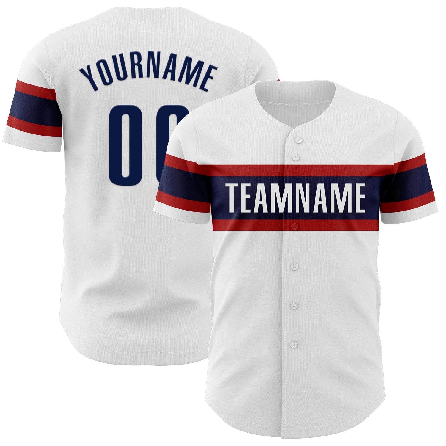 Custom White Navy-Red Authentic Baseball Jersey - Sky-Custom