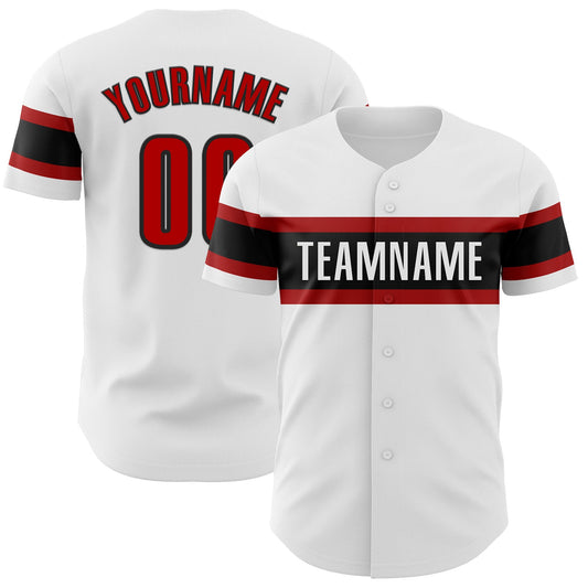 Custom White Red-Black Authentic Baseball Jersey - Sky-Custom