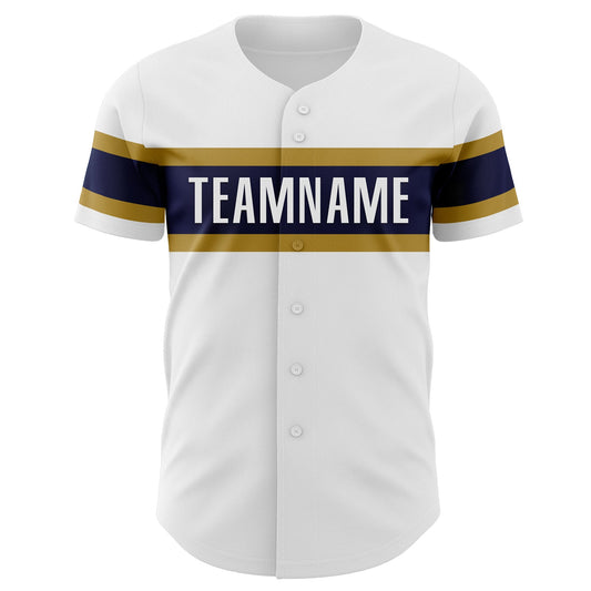 Custom White Navy-Old Gold Authentic Baseball Jersey - Sky-Custom