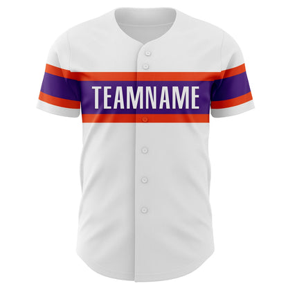 Custom White Purple-Orange Authentic Baseball Jersey - Sky-Custom