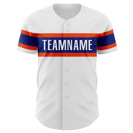 Custom White Royal-Orange Authentic Baseball Jersey - Sky-Custom