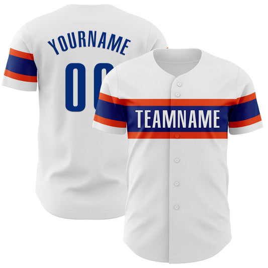 Custom White Royal-Orange Authentic Baseball Jersey - Sky-Custom