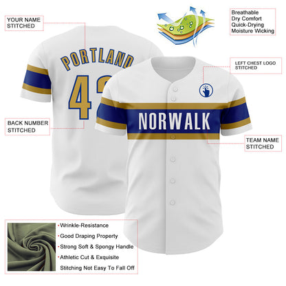 Custom White Old Gold-Royal Authentic Baseball Jersey - Sky-Custom