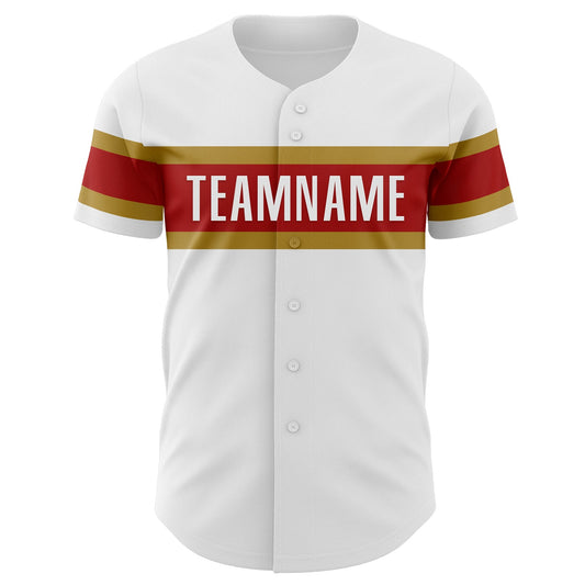 Custom White Red-Old Gold Authentic Baseball Jersey - Sky-Custom