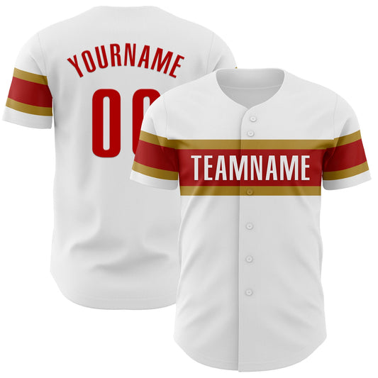 Custom White Red-Old Gold Authentic Baseball Jersey - Sky-Custom