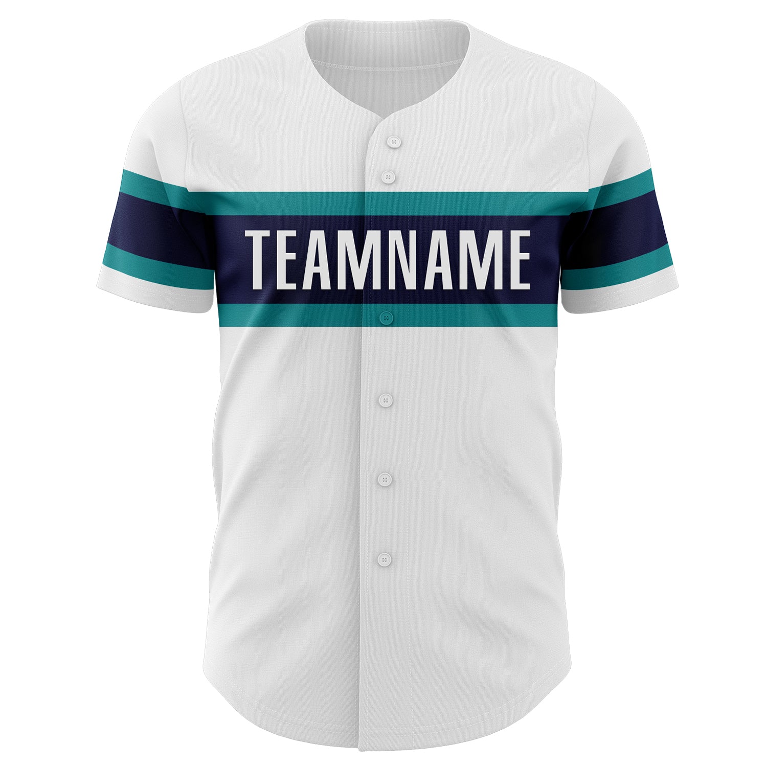 Custom White Teal-Navy Authentic Baseball Jersey - Sky-Custom