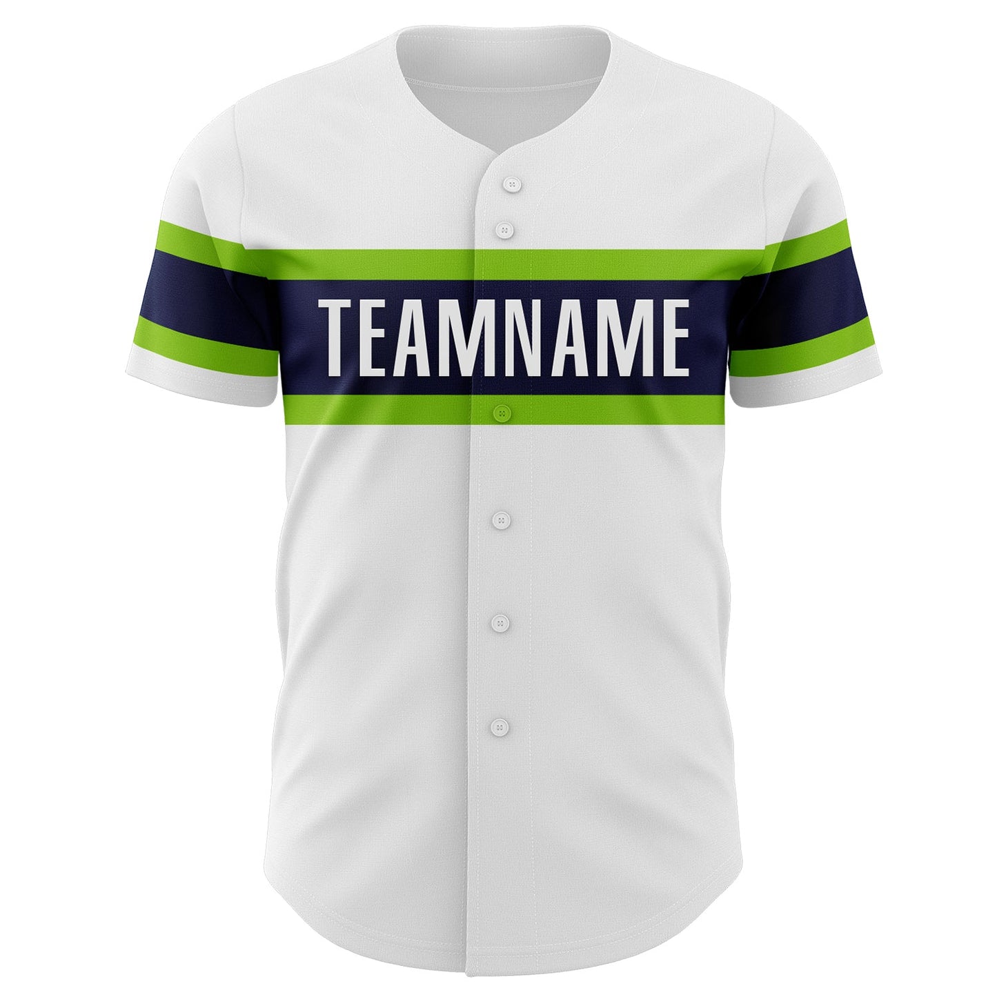 Custom White Neon Green-Navy Authentic Baseball Jersey - Sky-Custom