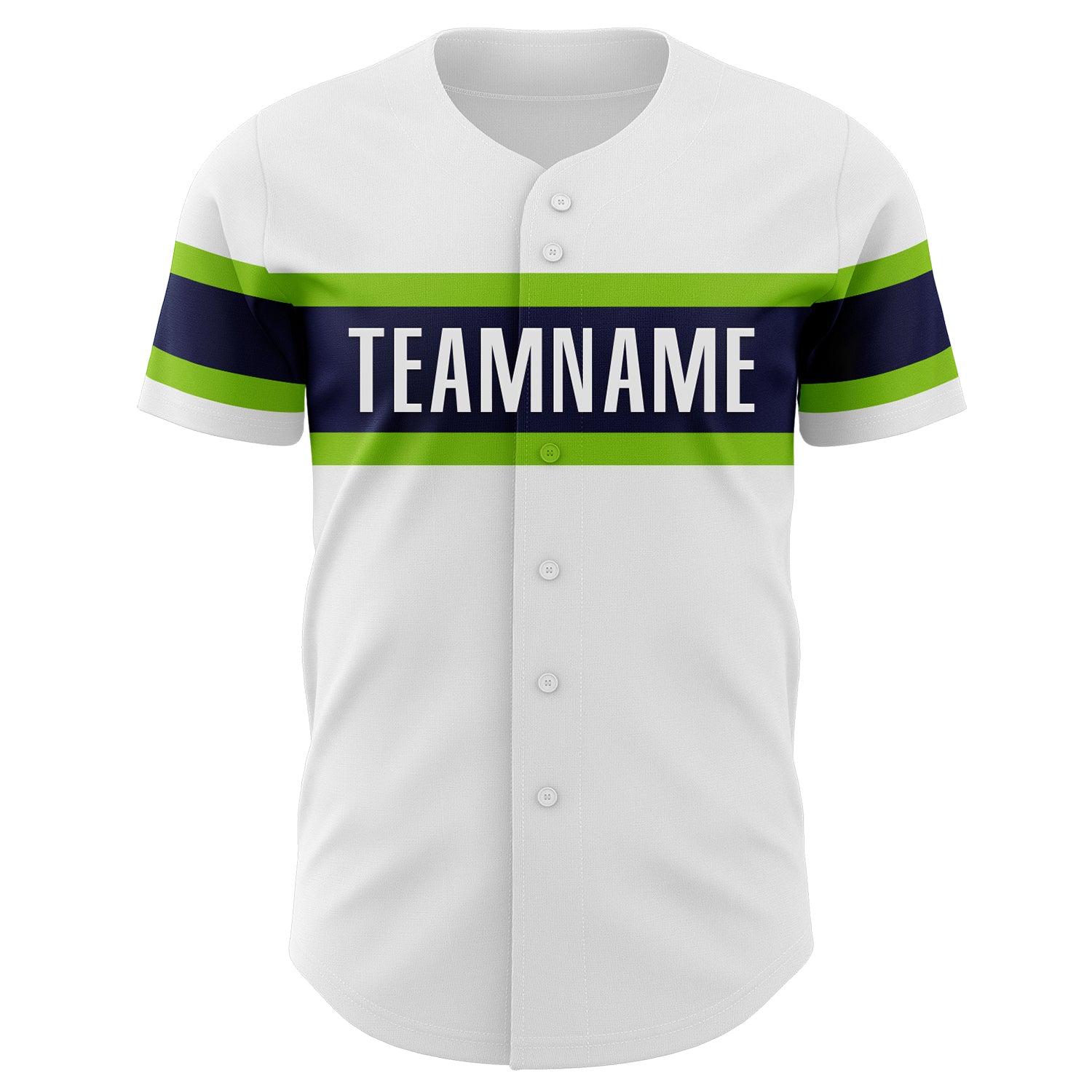 Custom White Neon Green-Navy Authentic Baseball Jersey - Sky-Custom