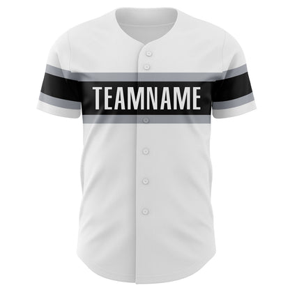 Custom White Black-Gray Authentic Baseball Jersey - Sky-Custom