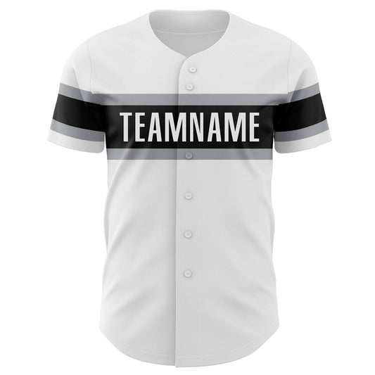Custom White Black-Gray Authentic Baseball Jersey - Sky-Custom
