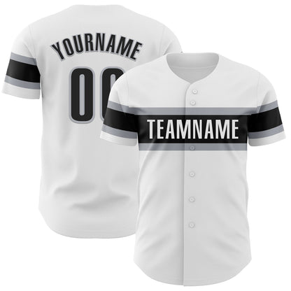 Custom White Black-Gray Authentic Baseball Jersey - Sky-Custom