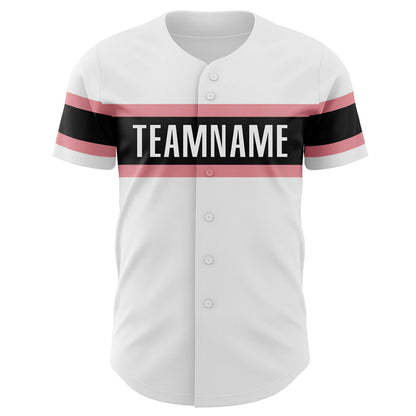 Custom White Medium Pink-Black Authentic Baseball Jersey - Sky-Custom