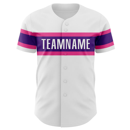 Custom White Purple-Pink Authentic Baseball Jersey - Sky-Custom