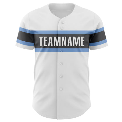 Custom White Light Blue-Steel Gray Authentic Baseball Jersey - Sky-Custom