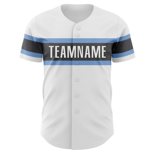 Custom White Light Blue-Steel Gray Authentic Baseball Jersey - Sky-Custom