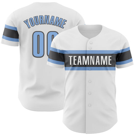 Custom White Light Blue-Steel Gray Authentic Baseball Jersey - Sky-Custom