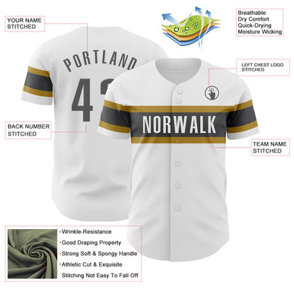 Custom White Steel Gray-Old Gold Authentic Baseball Jersey - Sky-Custom