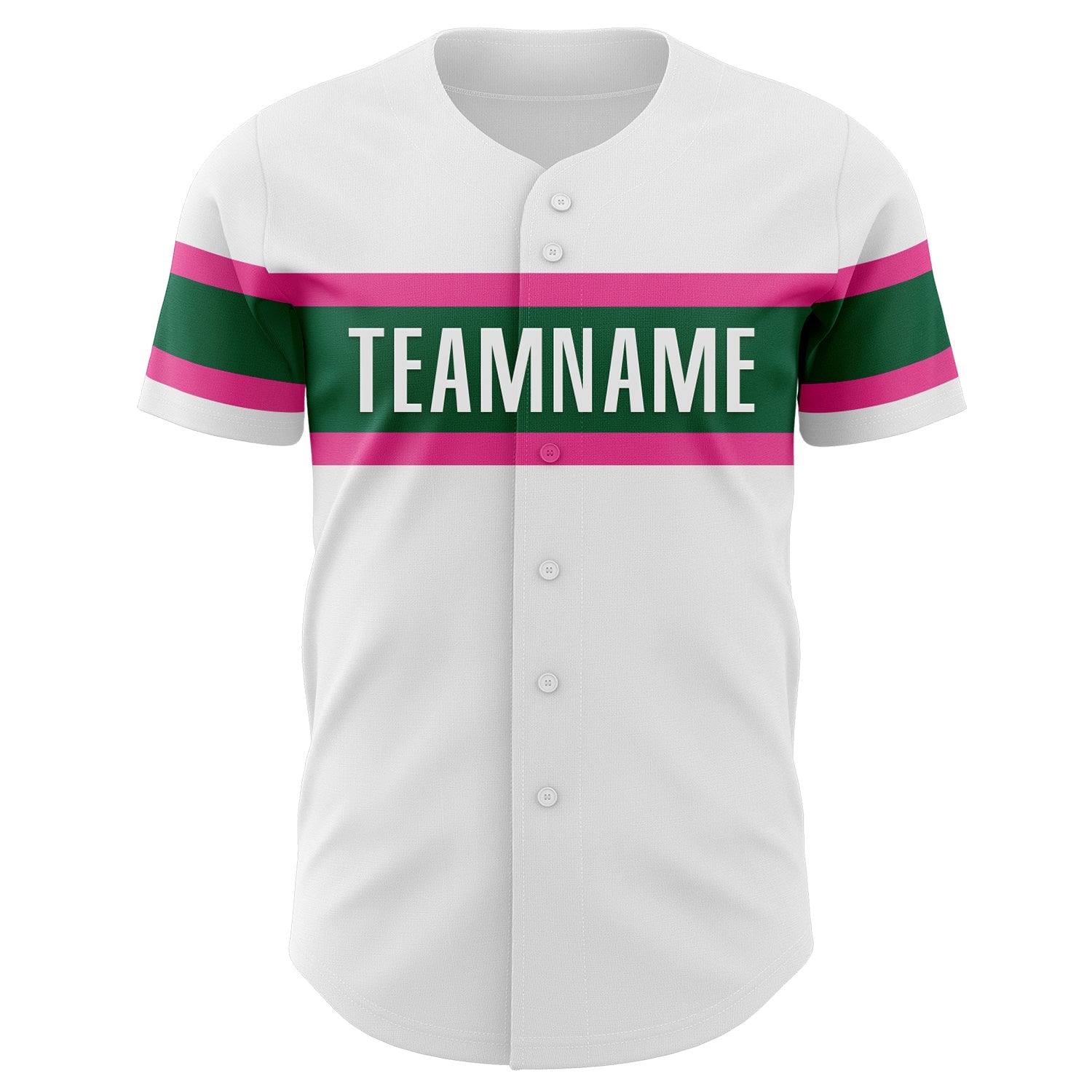 Custom White Pink-Kelly Green Authentic Baseball Jersey - Sky-Custom
