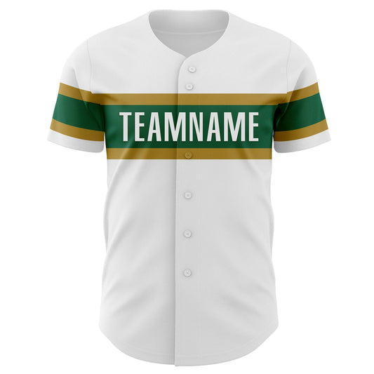 Custom White Kelly Green-Old Gold Authentic Baseball Jersey - Sky-Custom