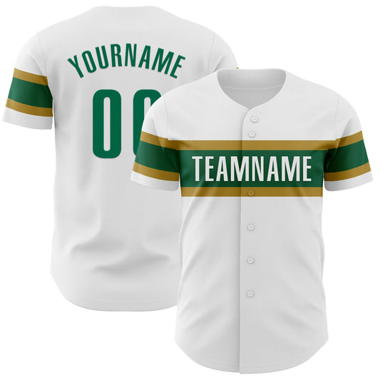 Custom White Kelly Green-Old Gold Authentic Baseball Jersey - Sky-Custom