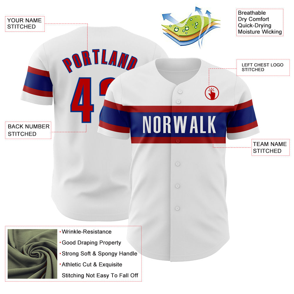 Custom White Red-Royal Authentic Baseball Jersey - Sky-Custom