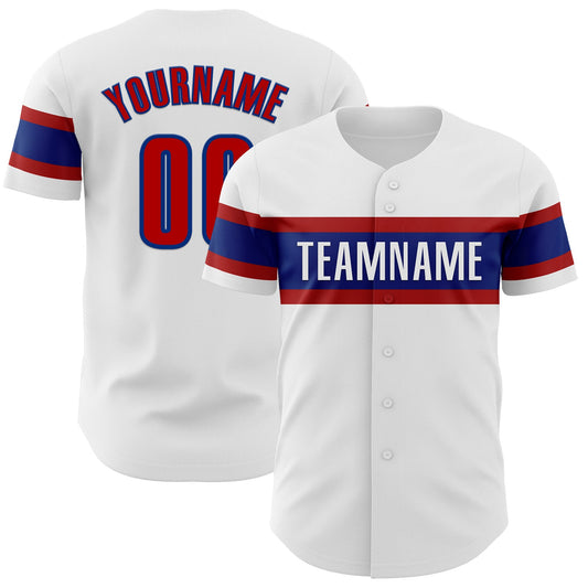 Custom White Red-Royal Authentic Baseball Jersey - Sky-Custom