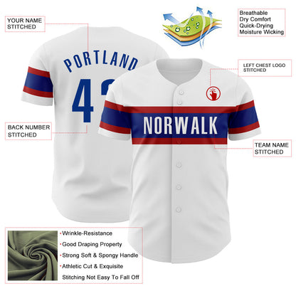 Custom White Royal-Red Authentic Baseball Jersey - Sky-Custom
