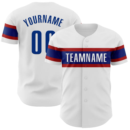 Custom White Royal-Red Authentic Baseball Jersey - Sky-Custom
