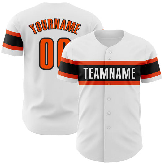 Custom White Orange-Black Authentic Baseball Jersey - Sky-Custom