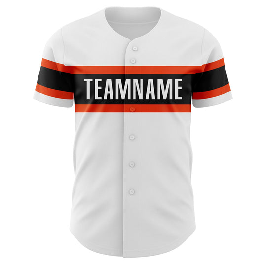 Custom White Black-Orange Authentic Baseball Jersey - Sky-Custom
