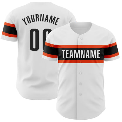 Custom White Black-Orange Authentic Baseball Jersey - Sky-Custom