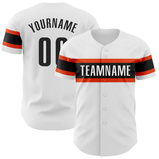 Custom White Black-Orange Authentic Baseball Jersey - Sky-Custom