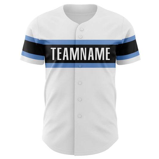 Custom White Powder Blue-Black Authentic Baseball Jersey - Sky-Custom
