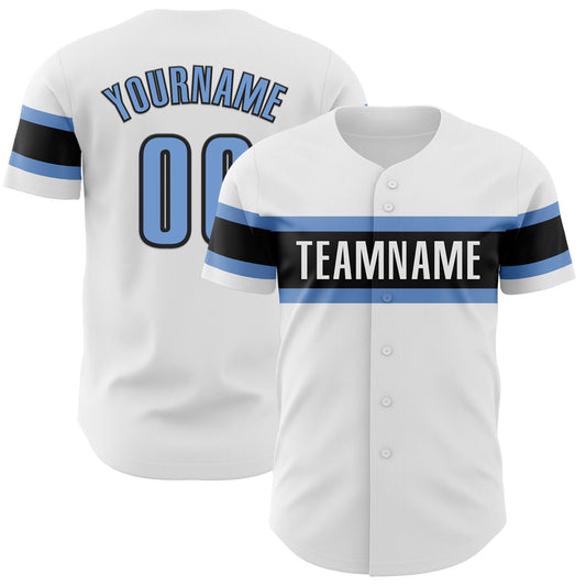 Custom White Powder Blue-Black Authentic Baseball Jersey - Sky-Custom