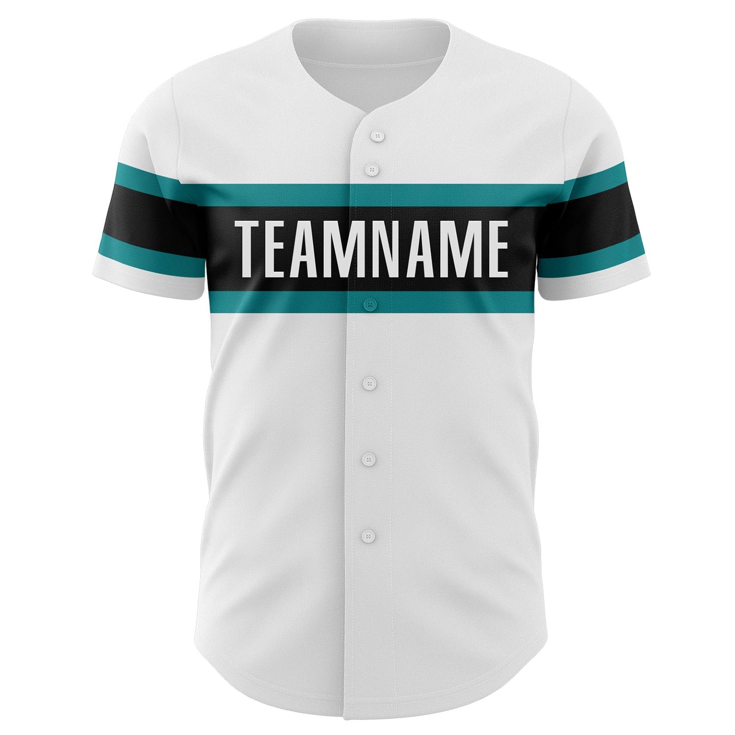 Custom White Teal-Black Authentic Baseball Jersey - Sky-Custom