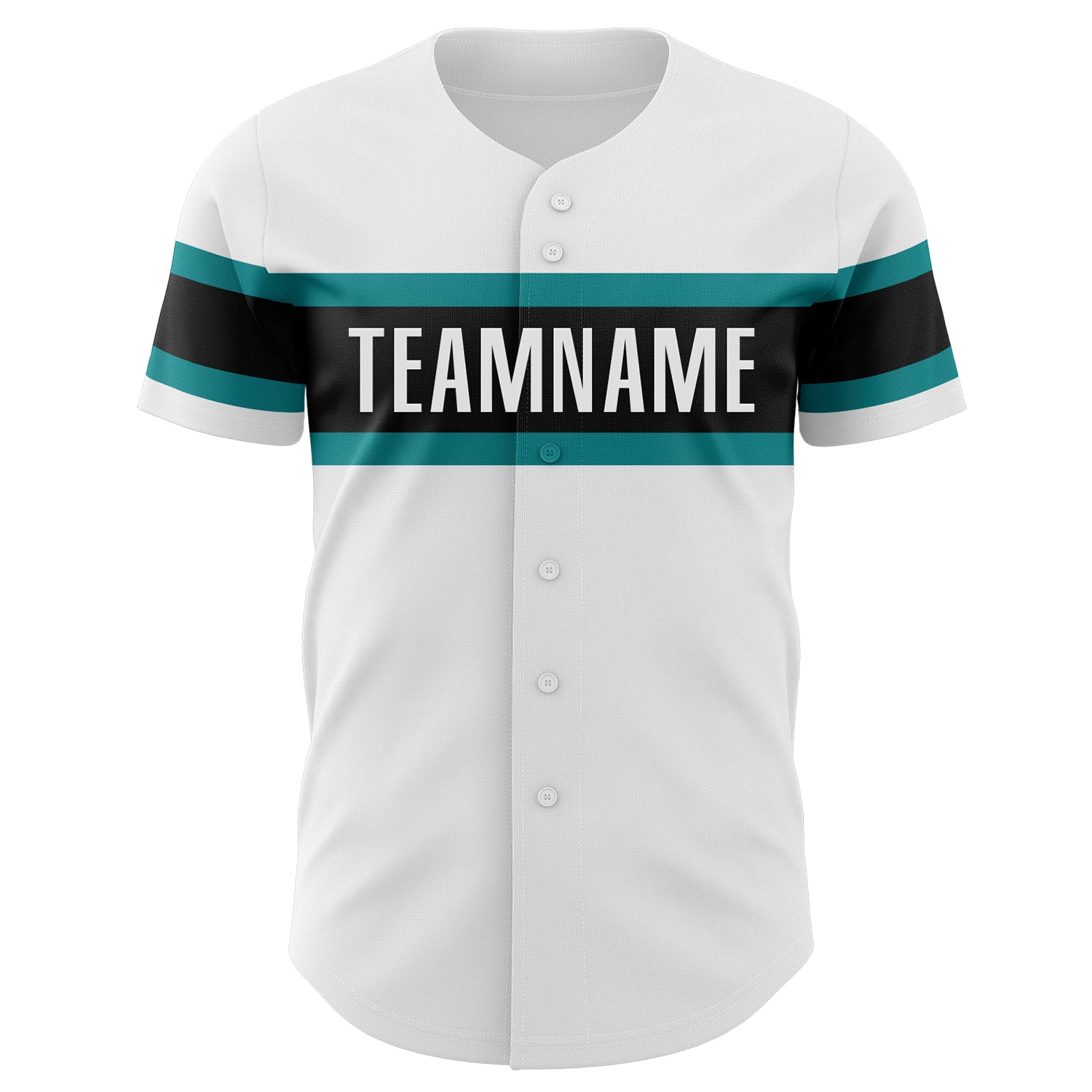 Custom White Teal-Black Authentic Baseball Jersey - Sky-Custom