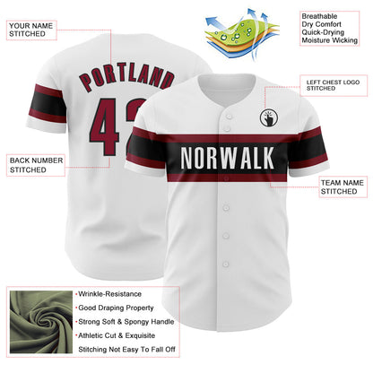 Custom White Crimson-Black Authentic Baseball Jersey - Sky-Custom