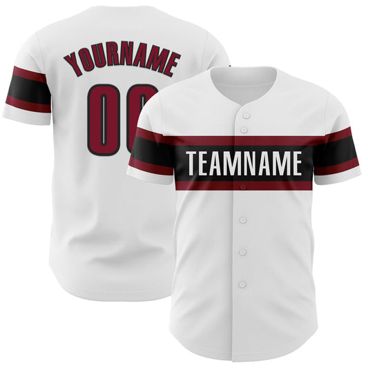 Custom White Crimson-Black Authentic Baseball Jersey - Sky-Custom