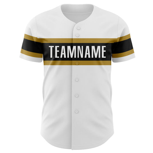 Custom White Old Gold-Black Authentic Baseball Jersey - Sky-Custom