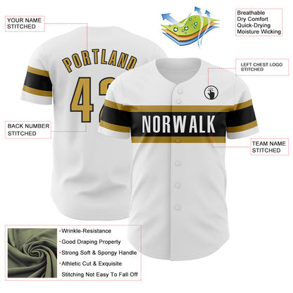 Custom White Old Gold-Black Authentic Baseball Jersey - Sky-Custom
