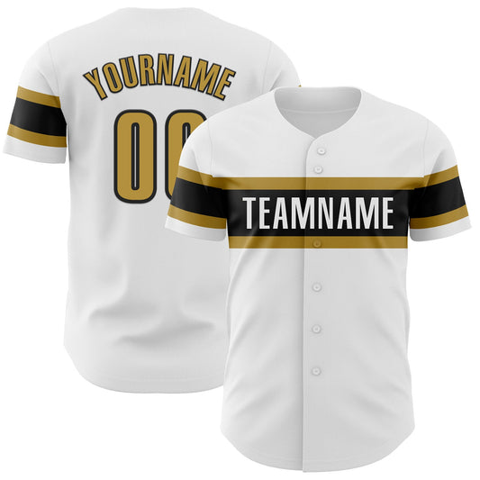 Custom White Old Gold-Black Authentic Baseball Jersey - Sky-Custom