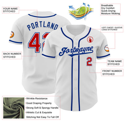 Custom White Red-Royal Authentic Baseball Jersey - Sky-Custom