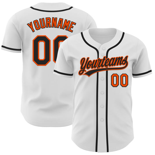Custom White Black-Orange Authentic Baseball Jersey - Sky-Custom