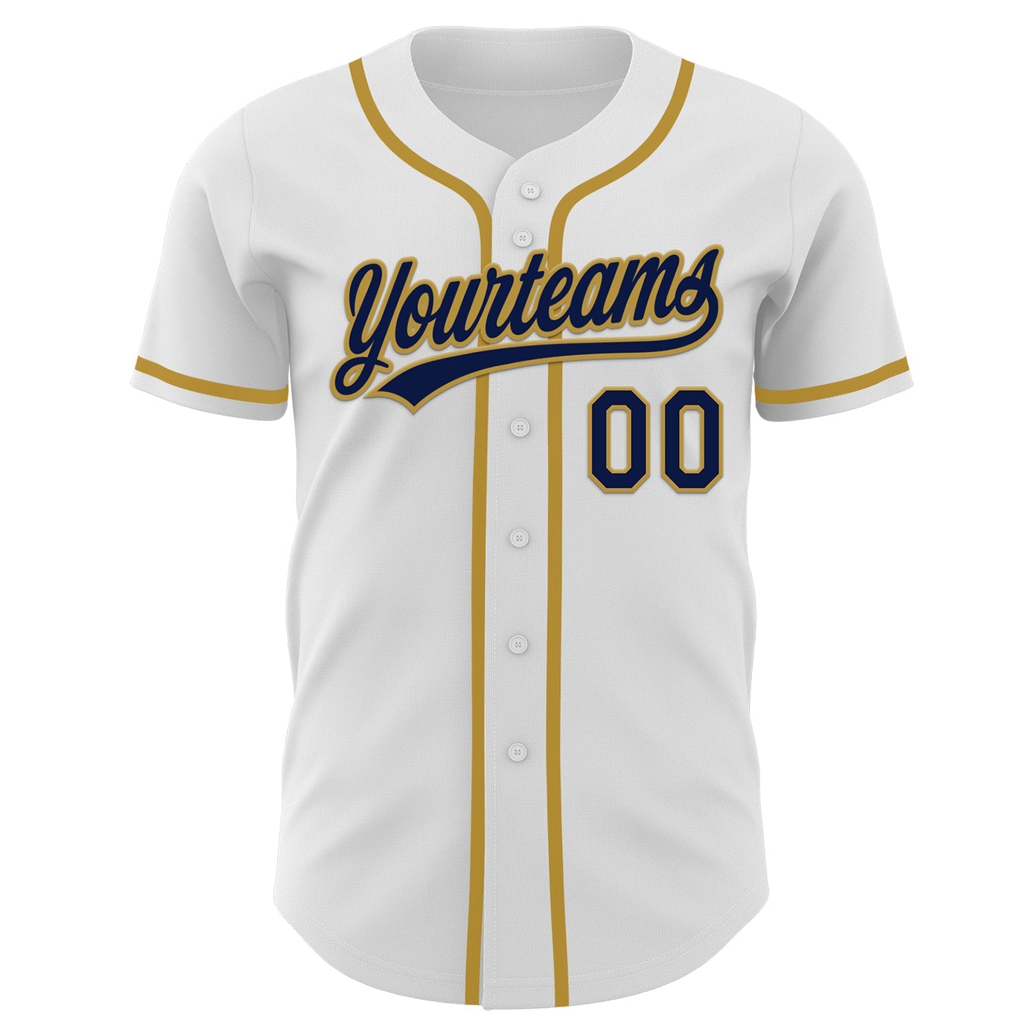 Custom White Navy-Old Gold Authentic Baseball Jersey - Sky-Custom