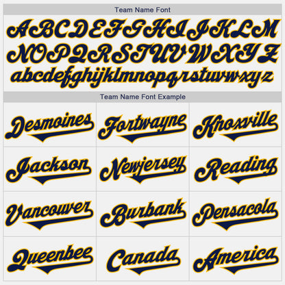 Custom White Navy-Gold Authentic Baseball Jersey - Sky-Custom