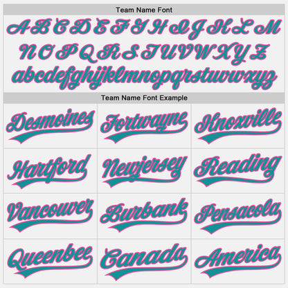 Custom White Teal-Pink Authentic Baseball Jersey - Sky-Custom