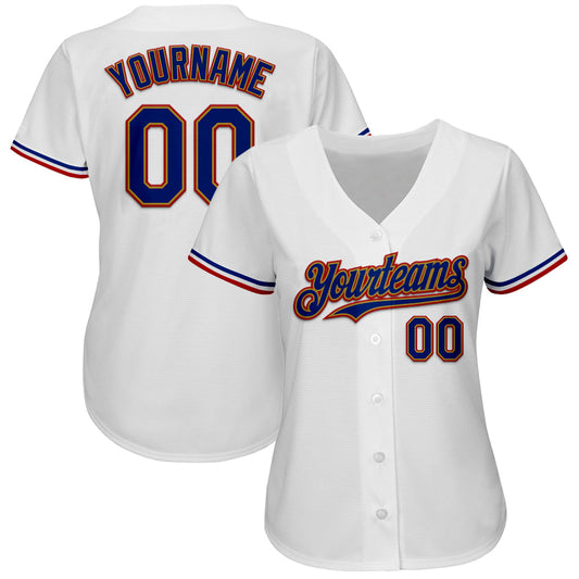 Custom White Royal Old Gold-Red Authentic Baseball Jersey - Sky-Custom