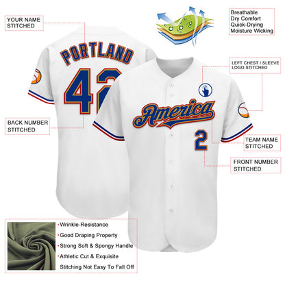 Custom White Royal Old Gold-Red Authentic Baseball Jersey - Sky-Custom